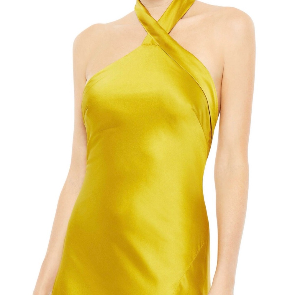 Mac Duggal Elegant chartreuse/Yellow Halter Dress